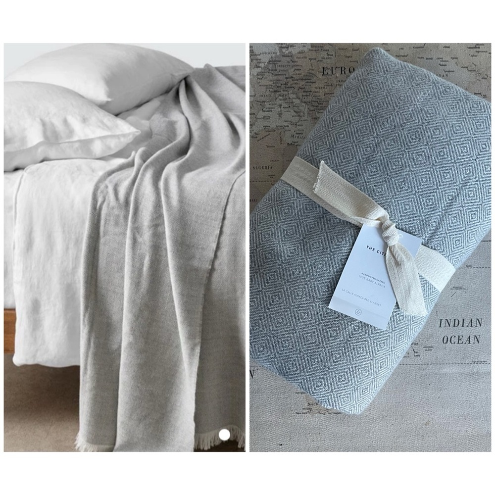 🆕The Citizenry LA CALLE ALPACA BED BLANKET Dove Grey Diamond Throw